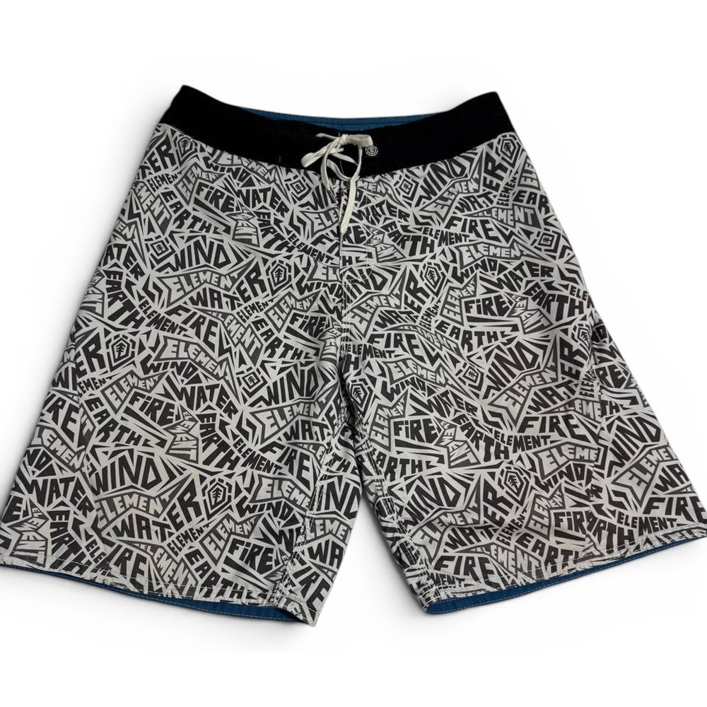 Element Board Shorts Mens Medium Gray Black Graphic Surf Skate Swim Trunks